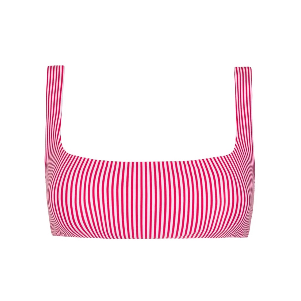 minnow 
Striped Square-Neck Bikini Top in Red and White